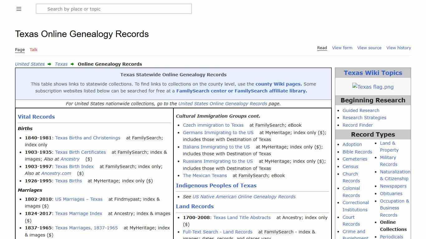 Texas Online Genealogy Records • FamilySearch