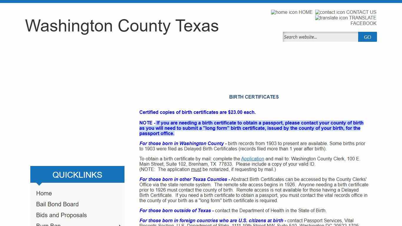 Washington County, Texas